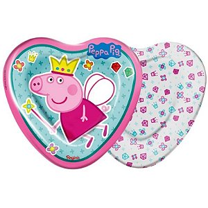 PRATO CORAÇÃO 18 CM PEPPA PIG PRINCESA - CONTÉM 08 UNIDADES - REGINA FESTAS