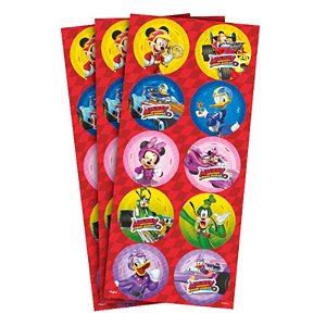 LEMBRANCINHA ADESIVOS REDONDO FESTA MICKEY AVENTURA - 03 CARTELAS - REGINA FESTAS