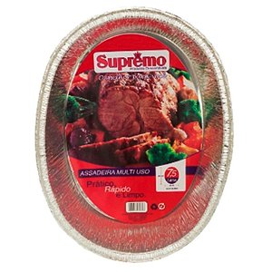 ASSADEIRA DE ALUMINIO OVAL 7,5L 46,5CMX35CMX8,5CM - CONTÉM 01 UNIDADE - SUPREMO