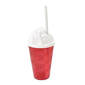 COPO CHANTILLY COM CANUDO 400ML VERMELHO - CONTÉM 01 UNIDADE - LSC TOYS