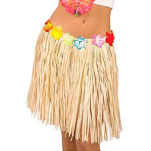 SAIA HAVAIANA 40CM BEGE PARA CARNAVAL - CONTÉM 01 UNIDADE - LOJA DO ABENÇOADO