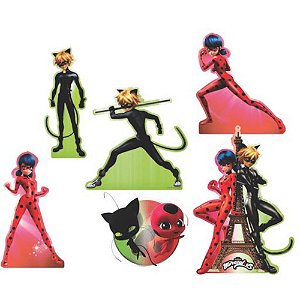 KIT ENFEITE DE MESA FESTA MIRACULOUS LADY BUG  - CONTÉM 6 UNIDADES - PIFFER