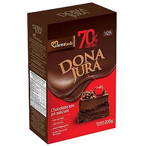 CHOCOLATE EM PÓ SOLÚVEL 70% CACAU - CONTÉM 200G - DONA JURA