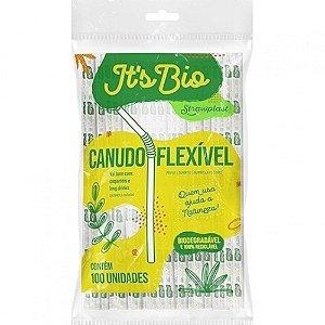 CANUDO FLEXÍVEL BIODEGRADÁVEL 6MM - CONTÉM 100 UNIDADES - STRAWPLAST