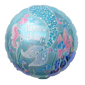 BALÃO METALIZADO  ESTAMPADO MAR 18¨ 45CM - 1 UNIDADE - MAKE+