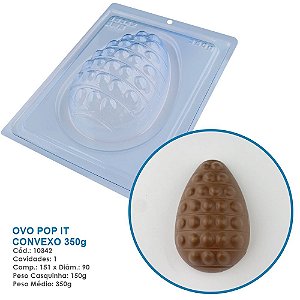 FORMA PROFISSIONAL CHOCOLATE OVO POP IT CONVEXO 350G CÓD 10342 - COM 1 UNIDADE - BWB -SILICONE