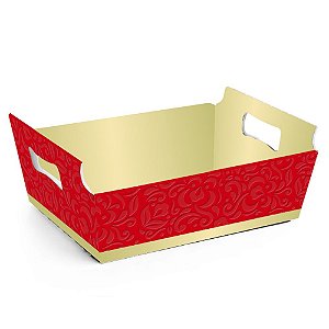 CESTA ¨ VERMELHO/OURO ¨ DIA DAS MÃES TAM MG 27X18,5X9,5 - 1 UNIDADE - CROMUS