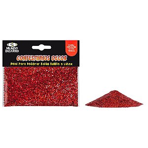 CONFETES PARA DECORAR BALÃO GLITTER VERMELHO - 25 G - MUNDO BIZARRO