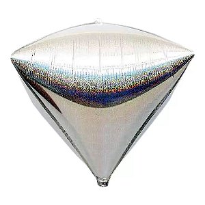 BALÃO METALIZADO 20" HOLOGRÁFICO - DIAMANTE PRATA