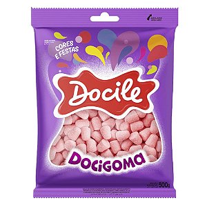 BALA DE GOMA ROSA SABOR MORANGO DOCIGOMA - 500G - DOCILE