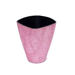 VASO DECORATIVO ROSA GLITTER 13CM X 7,5CM X 16,5 - 1 UNIDADE - CROMUS