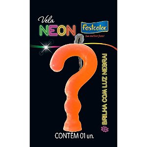 VELA INTERROGAÇÃO LARANJA NEON - 1 UNIDADE - FESTCOLOR