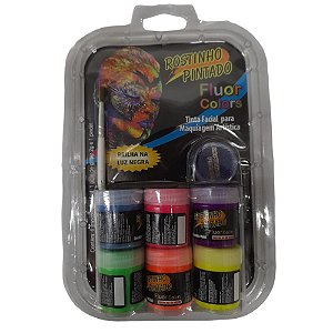 KIT MAQUIAGEM HALLOWEEN TINTA FACIAL NEON 6 CORES PROMOÇÃO