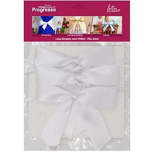 LAÇO SIMPLES BRANCO COM FITILHO - 3 UNIDADES - FITAS PROGRESSO