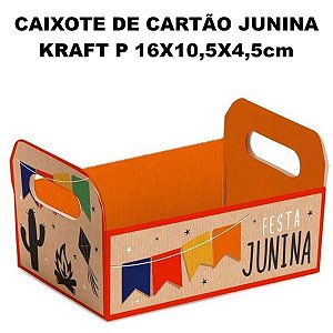 CAIXOTE CARTAO FESTA JUNINA KRAFT P 16X10,5X4,5 CAIXINHA CESTA PROMOÇÃO