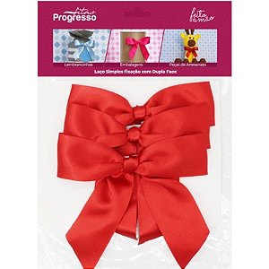 LAÇO SIMPLES VERMELHO FIXAÇÃO DUPLA FACE - 3 UNIDADES - PROGRESSO FITAS