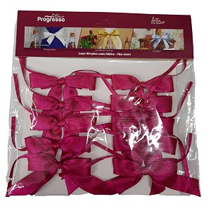 MINI LAÇO SIMPLES ROSA COM FITILHO - 10 UNIDADES - FITAS PROGRESSO