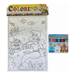 10 DESENHOS PARA COLORIR PRINCESAS ANIMAIS EDUCATIVO + 12 GIZ DE CERA - COLORINDO