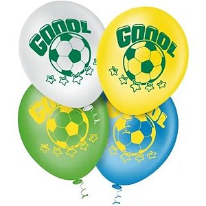 BALÃO LISO FUTEBOL BRASIL COPA TAMANHO 10" -  25 UNIDADES - PIC PIC