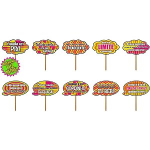 PLACAS DIVERTIDAS FESTA NEON - 10 UNIDADES - REINO DAS FESTAS - Loja do  Abençoado Festas Artigos para festas e Decoração de Aniversário com os  melhores preços e condições ! Compra 100% Segura