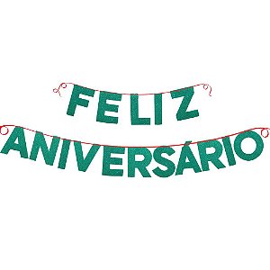 FAIXA DECORATICA "FELIZ ANIVERSÁRIO" AZUL TIFANNY GLITTER 1,80M - PIFFER