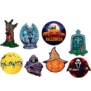 8 DECORAÇÃO HALLOWEEN ABÓBORA PÂNICO CAVEIRA KAIXOTE