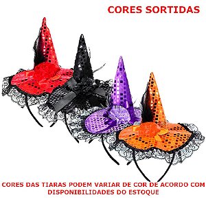 TIARA HALLOWEEN BRUXA CORES SORTIDAS  FANTASIA