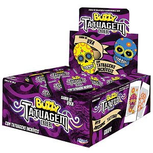 CHICLETE HALLOWEEN TATUAGEM TRIBAL MORANGO 100 UNIDADES PROMOÇÃO