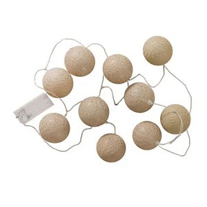 CORDÃO BEGE LED FIO LUZ  LUMINARIA 10 BOLAS - YDH