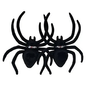 4 DECORAÇÃO HALLOWEEN ARANHA VELUDO PRETO SUSTO PROMOÇÃO