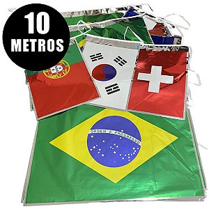 10 METROS VARAL BANDEIRA BRASIL PAÍSES COPA DO MUNDO PROMOÇÃO