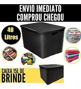 CAIXA CESTO ORGANIZADOR GRANDE 40 LITROS + BRINDE PROMOÇÃO