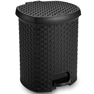 LIXEIRA 6L RATTAN PRETA C/PEDAL COZINHA BANHEIRO