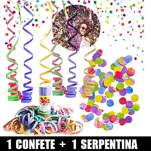 KIT CARNAVAL SERPENTINAS + CONFETES COLORIDOS FESTA FOLIA  -1 PACOTE DE CONFETE 100G  1 PACOTE DE SERPENTINA ( 10 ROLOS)