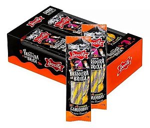 BALA HALLOWEEN REGALIZ EM FORMATO DE CANUDINHO VASSOURA DE BRUXA 12PCTX15G
