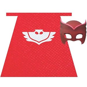 FANTASIA PJ MASKS INFANTIL - KIT COM CAPA E MÁSCARA CORUJITA - PIFFER