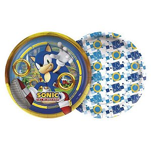 PRATO DESCARTÁVEL FESTA SONIC SEGA 18CM - 8 UNIDADES - REGINA FESTAS