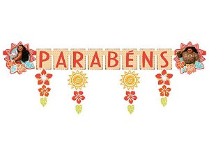 FAIXA DE PARABÉNS DECORATIVA FESTA MOANA - REGINA FESTAS