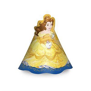 CHAPÉU DE ANIVERSÁRIO BELA E A FERA 08 UNIDADES REGINA FESTAS