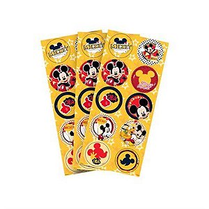 LEMBRANCINHA ADESIVOS REDONDO MICKEY CLÁSSICO 03 CARTELAS REGINA FESTAS