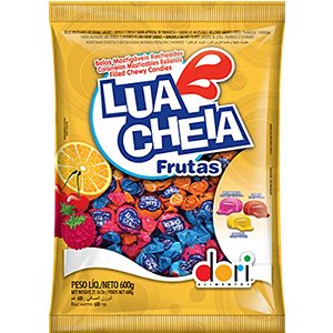 BALA MASTIGÁVEL RECHEADA LUA CHEIA FRUTAS 600G - DORI