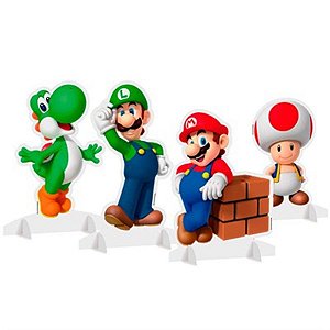 ENFEITE DE MESA SILHUETA DECORATIVA SUPER MARIO BROS 04 UNIDADES - CROMUS