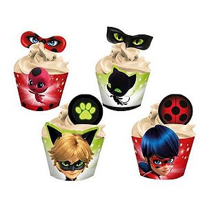 WRAPPER PARA CUPCAKE - FESTA MIRACULOUS LADY BUG - 12 UNIDADES - REGINA FESTAS