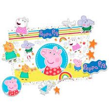 KIT DECORATIVO FESTA PEPPA PIG BABY - 01 PAINEL 64CM X 45 CM - 01 FOLHA COM PERSONAGENS DESTACÁVEIS - REGINA FESTAS