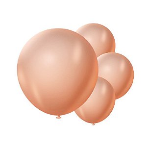 BALÃO DE FESTA LATEX 5'' 13CM - LINHA METALLIC BALLOON ROSÉ GOLD - 25 UNIDADES - SÃO ROQUE