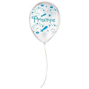 BALÃO DE FESTA TRANSPARENTE PRÍNCIPE TRANSPARENTE/BRANCO 9'' 23CM - 25 UNIDADES - SÃO ROQUE