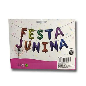 BALÃO METALIZADO FESTA JUNINA COLORIDO 40CM - UNITÁRIO - REF. ZW-70659 - LOJA DO ABENÇOADO