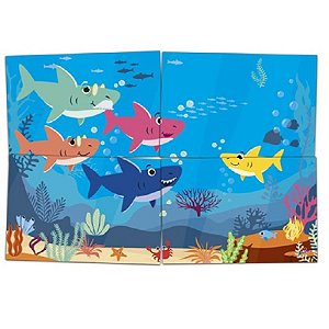 PAINEL 4 LÂMINAS FESTA  BABY SHARK - FAMILY SHARK - 01 UNIDADE - JUNCO