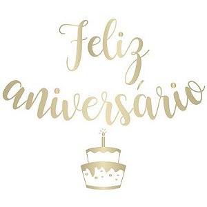 Topo de Bolo Feliz Aniversário Redondo Rosé Gold - Alegra Festa - Artigos  para Festas