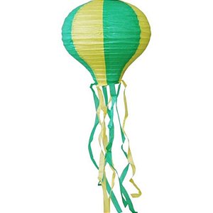 BALÃO SANFONADO DE PAPEL VERDE E AMARELO 28 CM BRASIL - BRASIMPEX